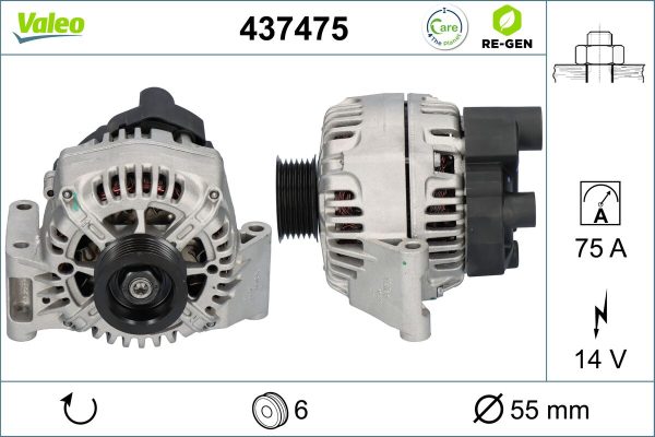 Alternator FIAT 500 C (312_) 1.3 D Multijet (312CXB1A) diesel 75 cai VALEO 437475