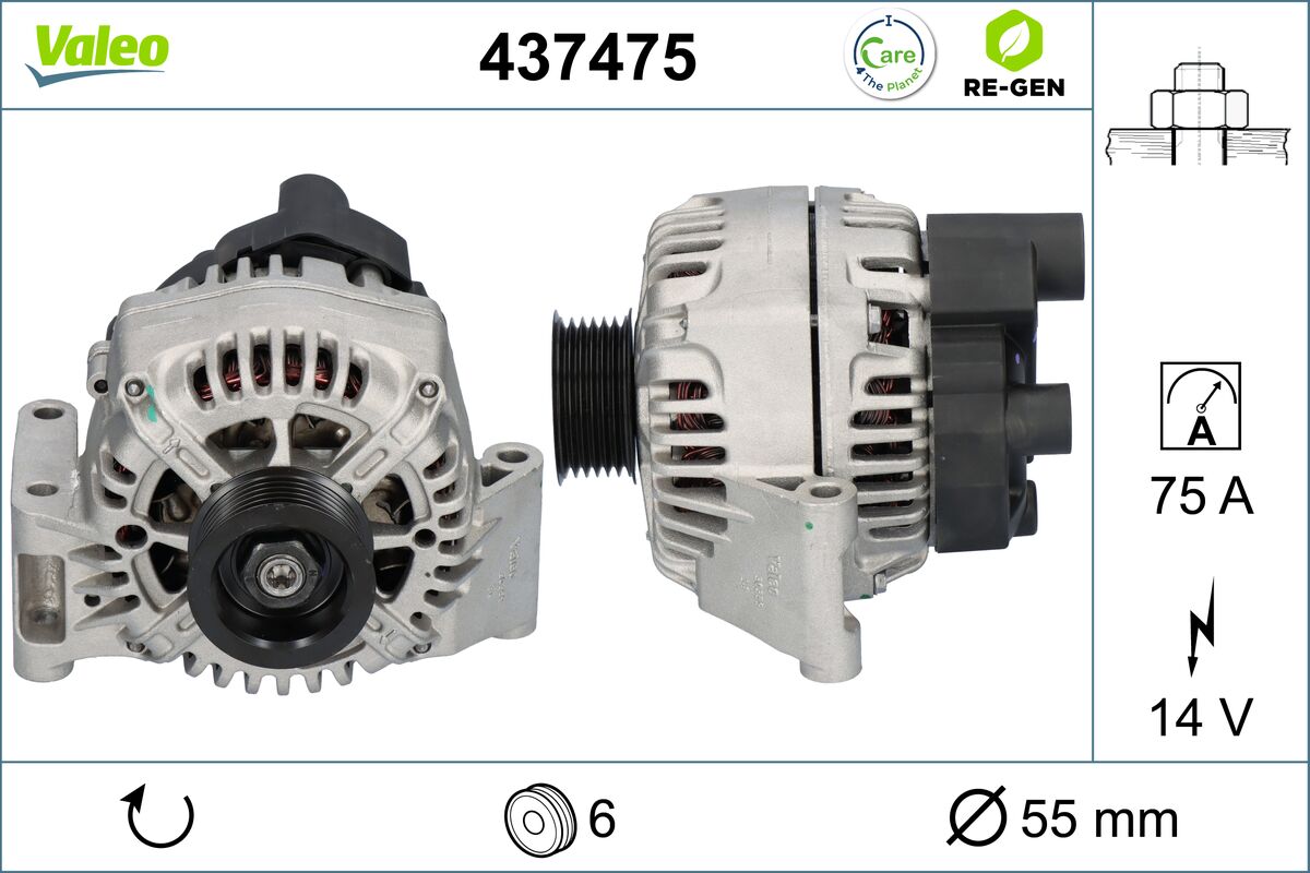 Alternator FIAT 500 (312_) 1.3 D Multijet (312AXB1A) diesel 75 cai VALEO 437475