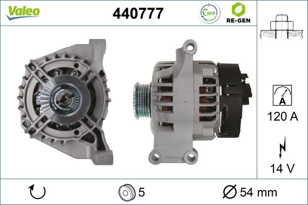 Alternator FIAT DOBLO Cargo (263_) 1.4 benzina 95 cai VALEO 440777