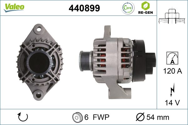 Alternator FIAT DOBLO Cargo (263_) 1.6 D Multijet (263WXD1B, 263WXR1B, 263WXX1B, 263ZXD1B,... diesel 105 cai VALEO 440899