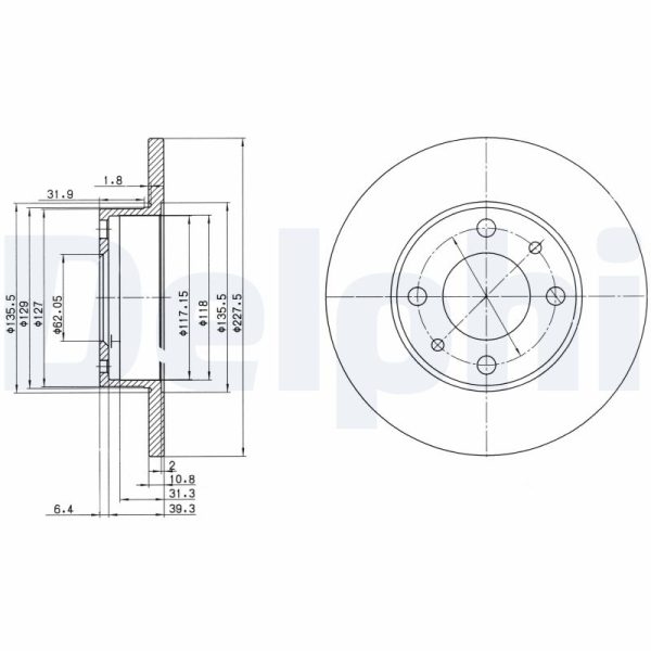 Disc frana FIAT FIORINO Autoutilitara/limuzina spatioasa (146_) 60 1.1 benzina 54 cai DELPHI BG2147