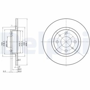 Disc frana FIAT 500 (312_) 0.9 (312AXG1A, 312.AXG11) benzina 86 cai DELPHI BG2411