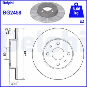 Disc frana FIAT 500 (312_) 0.9 (312AXM1B) benzina 105 cai DELPHI BG2458