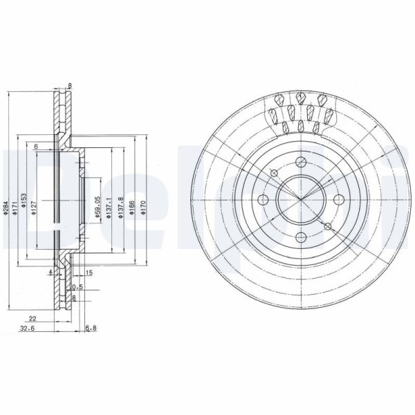 Disc frana FIAT 500 (312_) 1.3 D Multijet (312AXE1A) diesel 95 cai DELPHI BG2617