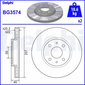 Disc frana FIAT 500 (312_) 0.9 (312AXM1B) benzina 105 cai DELPHI BG3574