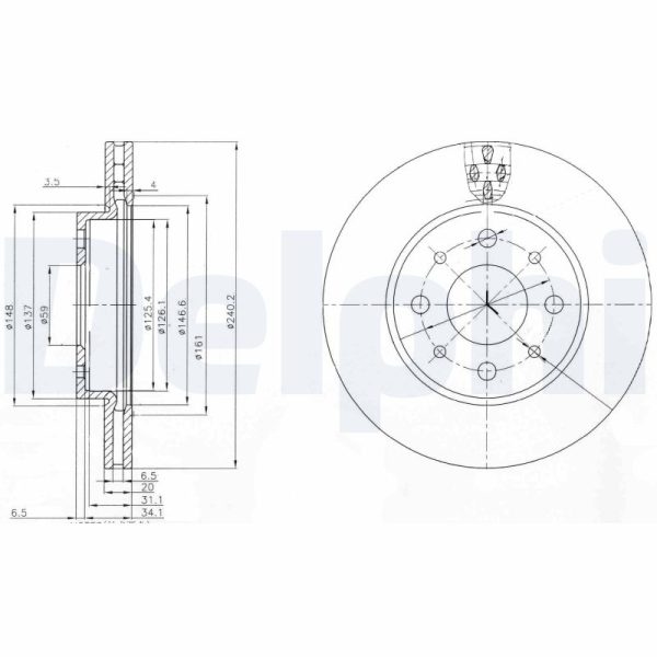 Disc frana FIAT 500 (312_) 1.3 D Multijet (312AXB1A) diesel 75 cai DELPHI BG3839