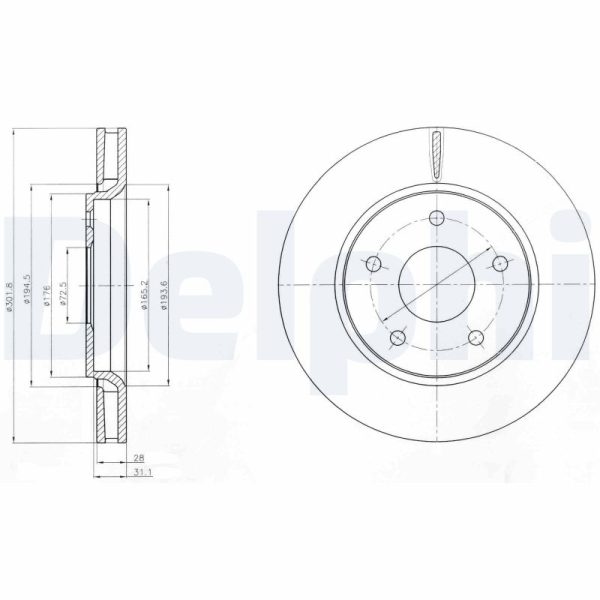 Disc frana FIAT FREEMONT (345_) 2.0 JTD 4x4 diesel 163 cai DELPHI BG4248