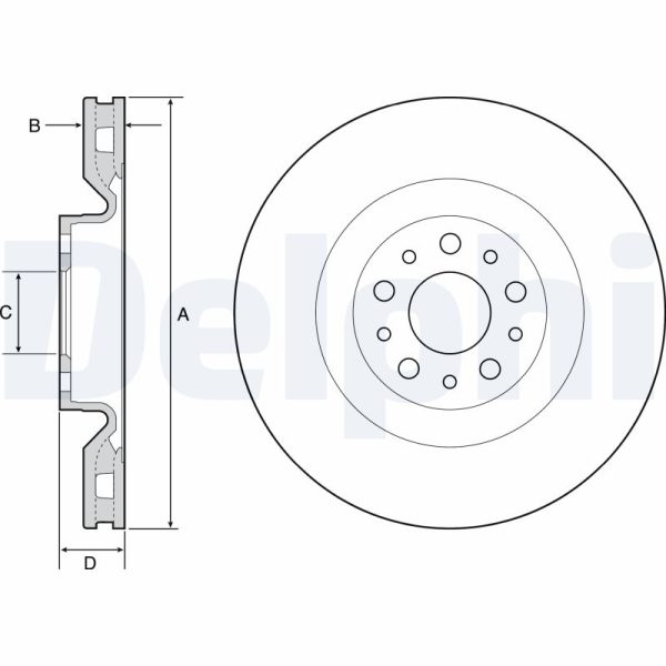 Disc frana FIAT DOBLO Cargo (263_) 1.3 D Multijet (263WXU1A, 263ZXU1A, 263WYB1A, 263ZYB1A) diesel 95 cai DELPHI BG4556