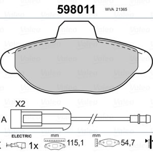 Placute frana FIAT FIORINO Autoutilitara/limuzina spatioasa (225_) 1.3 D Multijet (225BXD1A, 225BXB1A, 225BXB11) diesel 75 cai VALEO 598011