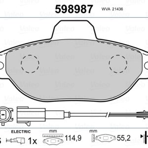 Placute frana FIAT 500 (312_) 0.9 (312AXG1A, 312.AXG11) benzina 86 cai VALEO 598987