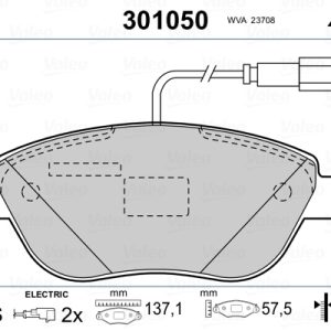 Placute frana FIAT DOBLO Cargo (263_) 1.3 D Multijet (263WXU1A, 263ZXU1A, 263WYB1A, 263ZYB1A) diesel 95 cai VALEO 301050