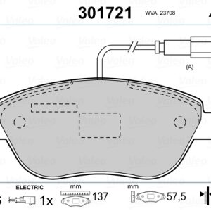 Placute frana FIAT DOBLO Cargo (263_) 1.3 D Multijet (263WXU1A, 263ZXU1A, 263WYB1A, 263ZYB1A) diesel 95 cai VALEO 301721