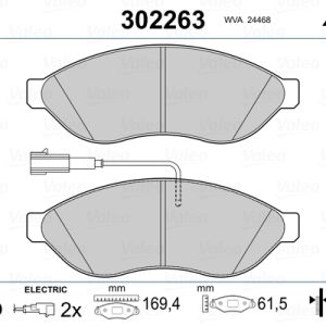 Placute frana FIAT QUBO (225_) 1.3 D Multijet (225AXE1A, 225CXE1A, 225AXH1A, 225AXL1A,... diesel 95 cai VALEO 302263