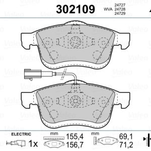 Placute frana FIAT DOBLO Cargo (263_) 1.3 D Multijet (263WXU1A, 263ZXU1A, 263WYB1A, 263ZYB1A) diesel 95 cai VALEO 302109