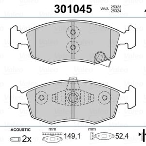 Placute frana FIAT PANDA VAN (312_, 519_) 0.9 (312CXH1A, 312DXH1A) benzina 65 cai VALEO 301045