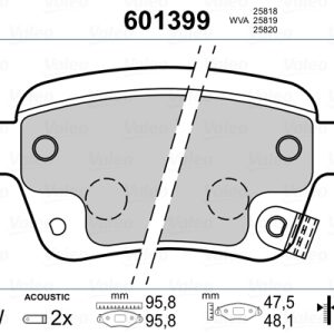 Placute frana FIAT TIPO hatchback (356_, 357_) 1.3 D (356HXH1A) diesel 95 cai VALEO 601399
