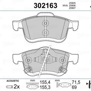 Placute frana FIAT 500L (351_, 352_) 1.3 D Multijet (199.LYM11, 199.LYM1A) diesel 95 cai VALEO 302163
