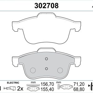 Placute frana FIAT DOBLO Cargo (263_) 1.3 D Multijet (263WXU1A, 263ZXU1A, 263WYB1A, 263ZYB1A) diesel 95 cai VALEO 302708