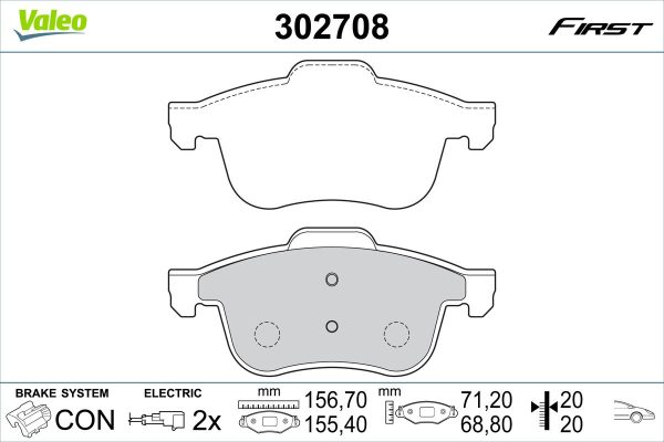 Placute frana FIAT DOBLO Cargo (263_) 1.3 D Multijet (263WXU1A, 263ZXU1A, 263WYB1A, 263ZYB1A) diesel 95 cai VALEO 302708