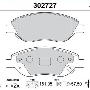 Placute frana FIAT TIPO limuzina (356_, 357_) 1.4 (356SXA1B) benzina 95 cai VALEO 302727