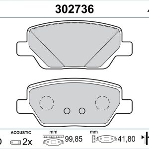 Placute frana FIAT TIPO limuzina (356_, 357_) 1.3 D (356SXB1A, 356SXH1A, 356SXD1A) diesel 95 cai VALEO 302736