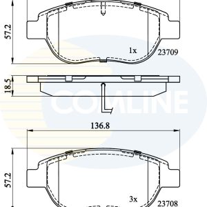 Placute frana FIAT DOBLO Cargo (263_) 1.3 D Multijet (263WXU1A, 263ZXU1A, 263WYB1A, 263ZYB1A) diesel 95 cai COMLINE CBP11038