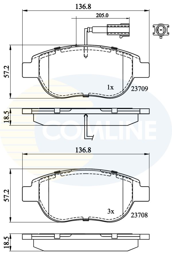 Placute frana FIAT DOBLO Cargo (263_) 1.3 D Multijet (263WXU1A, 263ZXU1A, 263WYB1A, 263ZYB1A) diesel 95 cai COMLINE CBP11038
