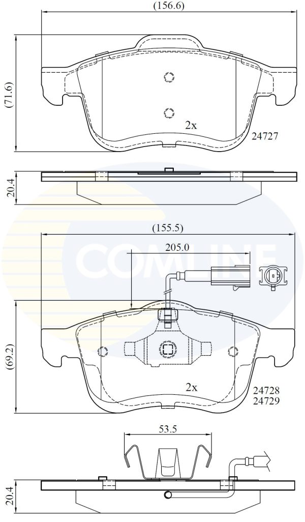 Placute frana FIAT DOBLO Cargo (263_) 1.3 D Multijet (263WXU1A, 263ZXU1A, 263WYB1A, 263ZYB1A) diesel 95 cai COMLINE CBP12032