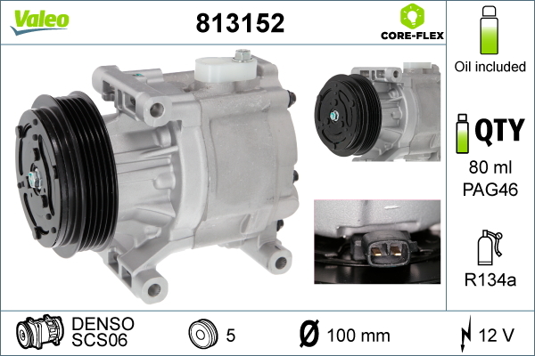 Compresor climatizare FIAT 500 (312_) 1.3 D Multijet (312AXB1A) diesel 75 cai VALEO 813152