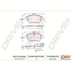 Placute frana FIAT 500 C (312_) 1.3 D Multijet (312CXE1A, 312AXE1A) diesel 95 cai DRIVE DP1010.10.1071