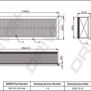 Filtru aer FIAT 500 C (312_) 1.2 (312CXA1A, 312AXA1A) benzina 69 cai DRIVE DP1110.10.0149