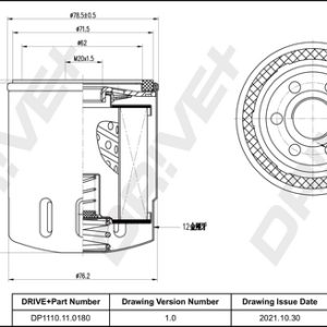 Filtru ulei FIAT 500L (351_, 352_) 1.4 (199LYF1B) benzina 120 cai DRIVE DP1110.11.0180