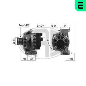 Alternator FIAT QUBO (225_) 1.3 D Multijet (225CXB1A, 225AXB1A, 225CXB11, 225AXB11,... diesel 75 cai ERA 210451A