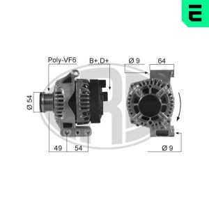 Alternator FIAT DOBLO Cargo (263_) 1.3 D Multijet (263ZXT1A, 263WXT1A, 263ZYA1A, 263WYA1A) diesel 80 cai ERA 210550A