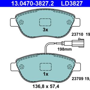 Placute frana FIAT QUBO (225_) 1.3 D Multijet (225AXE1A, 225CXE1A, 225AXH1A, 225AXL1A,... diesel 95 cai ATE 13.0470-3827.2