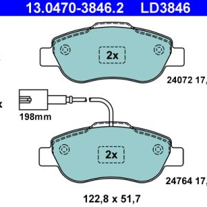 Placute frana FIAT 500 (312_) 1.3 D Multijet (312AXB1A) diesel 75 cai ATE 13.0470-3846.2