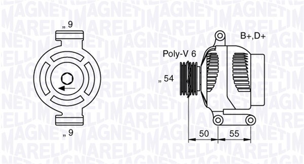 Alternator FIAT 500 (312_) 1.3 D Multijet (312AXB1A) diesel 75 cai MAGNETI MARELLI 063358061010