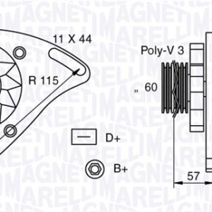 Alternator FIAT PANDA (141_) 1000 4x4 benzina 45 cai MAGNETI MARELLI 063321173010