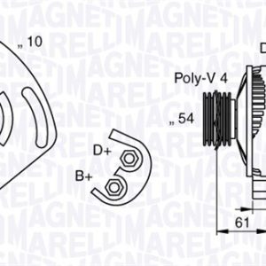Alternator FIAT 500 (312_) 1.2 (312AXA1A) benzina 69 cai MAGNETI MARELLI 063377030010