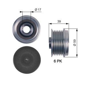 Fulie alternator FIAT PANDA VAN (312_, 519_) 1.3 D Multijet (312PXS2A) diesel 80 cai GATES OAP7113