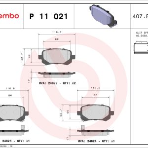 Placute frana FIAT FREEMONT (345_) 2.0 JTD 4x4 diesel 163 cai BREMBO P 11 021