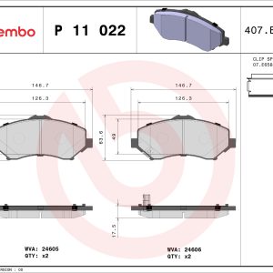 Placute frana FIAT FREEMONT (345_) 2.0 JTD 4x4 diesel 163 cai BREMBO P 11 022