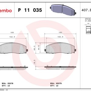 Placute frana FIAT FREEMONT (345_) 2.0 JTD 4x4 diesel 163 cai BREMBO P 11 035