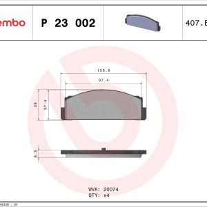 Placute frana FIAT 124 (124_) 1500 Special T benzina 80 cai BREMBO P 23 002