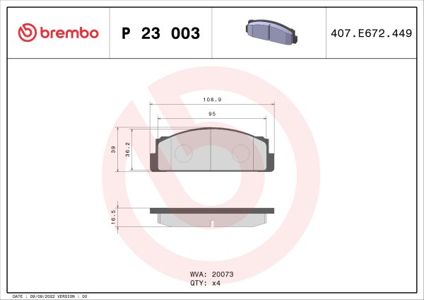 Placute frana FIAT FIORINO (127_) 1050 benzina 50 cai BREMBO P 23 003