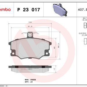Placute frana FIAT TIPO (160_) 1.1 (160.AA) benzina 56 cai BREMBO P 23 017