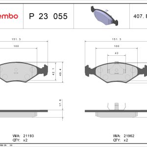 Placute frana FIAT FIORINO Pick up (146_) 1.3 benzina 67 cai BREMBO P 23 055
