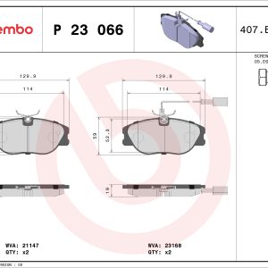 Placute frana FIAT TIPO (160_) 2.0 16V (160.AV) benzina 146 cai BREMBO P 23 066