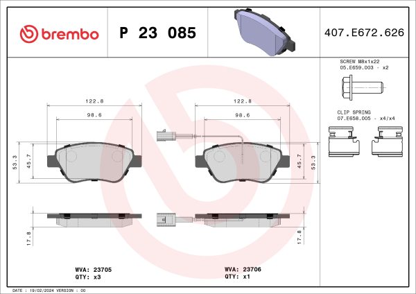 Placute frana FIAT PANDA Caseta/ Hatchback (169_) 1.3 D Multijet 4x4 diesel 70 cai BREMBO P 23 085