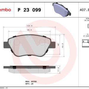 Placute frana FIAT 500 (312_) 1.4 (312AXC1B, 312CXC1B) benzina 100 cai BREMBO P 23 099